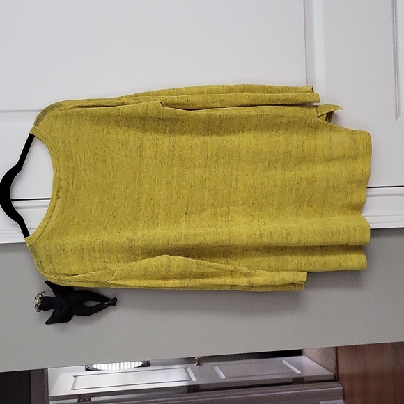 Eileen Fisher Linen Blend Long Sleeve Pullover Sweater - Heathered Yellow - S - Picture 5 of 6